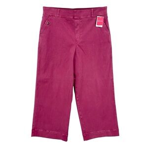 New SPANX Twill Cropped Wide Leg Pant Coastal Casual Stretch Red